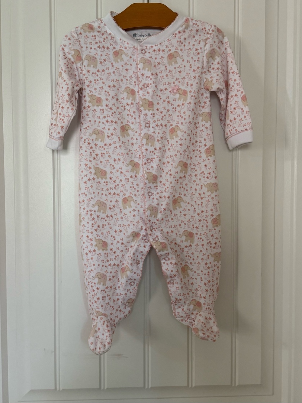 Babycottons Tika Footed Sleeper 6M Pima Cotton Elephant Floral Pajamas